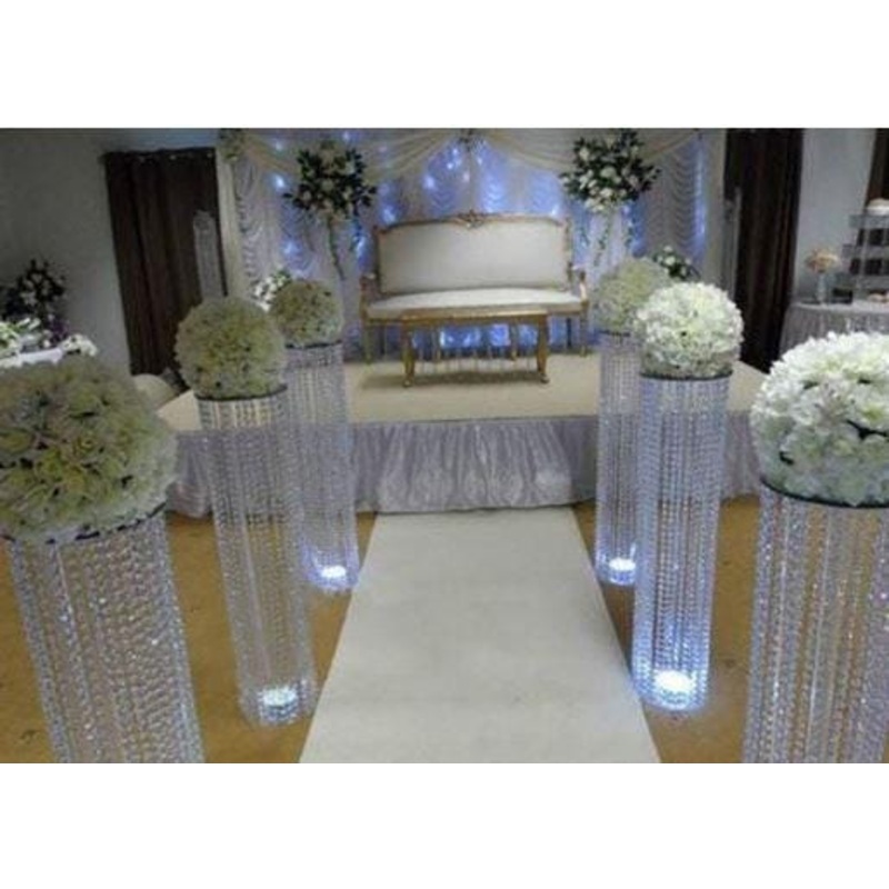 6pcs Acrylic table centerpiece, + LED lights, Hanging Chandelier stand, Wedding Table , Aisle Event Decoration by Crystal wedding uk
