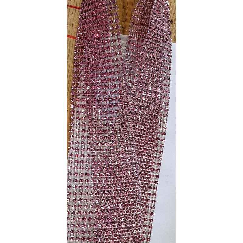 Blush Rhinestone ribbon, Diamond Mesh, Diamante Bling, Crystal trim 1 METER cake trim. by Crystal wedding uk