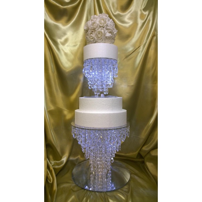 Cake stand Chandelier cake stand [ crystal cake stand [ wedding cake stand + LED lights by Crystal wedding uk