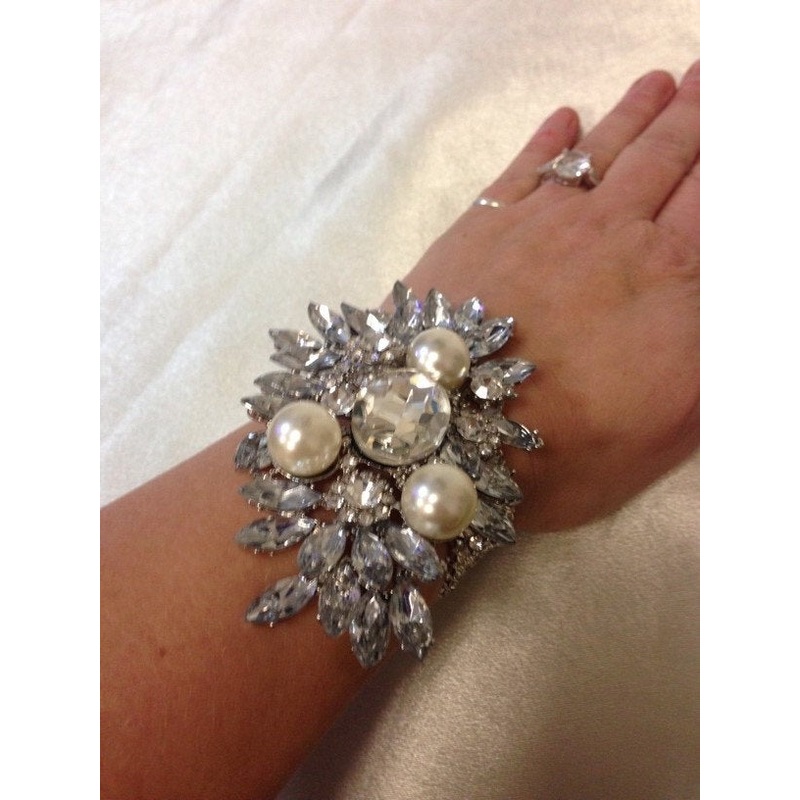 Crystal and pearl wrist corsage