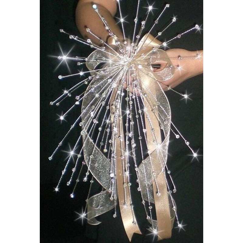 Crystal Bouquet , small Bridesmaidsize 6×10, wedding wire bouquet ‘Fountain fall’ by Crystal wedding uk