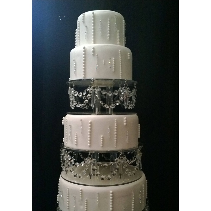 Crystal cake separator crystal drape +LED’s, set of 2 sizes: 15cm 25cm  -6 10  by 3 TALL by Crystal wedding uk