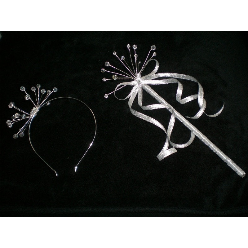 Crystal flower girl wand plus matching crystal head band