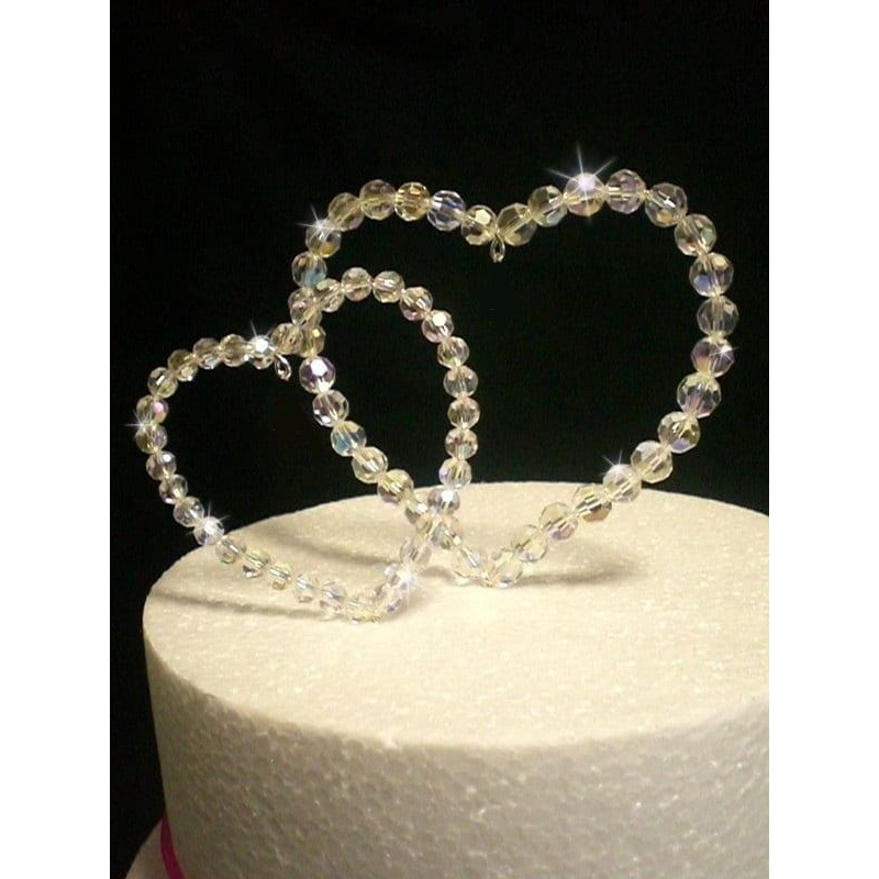 Crystal love heart cake topper by Crystal wedding uk