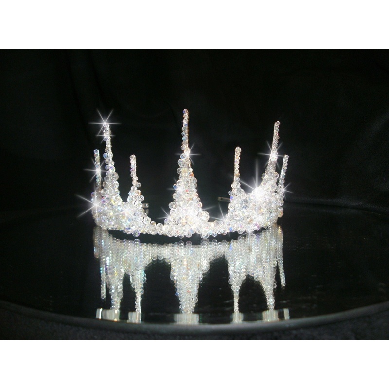 Crystal tiara crown, Couture inspired, modern crystal tiara, Ab crystal beads by Crystal wedding uk