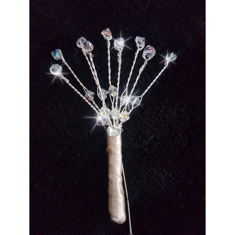 Crystal  wire boutonnire,  Buttonhole for usher, Bestman.