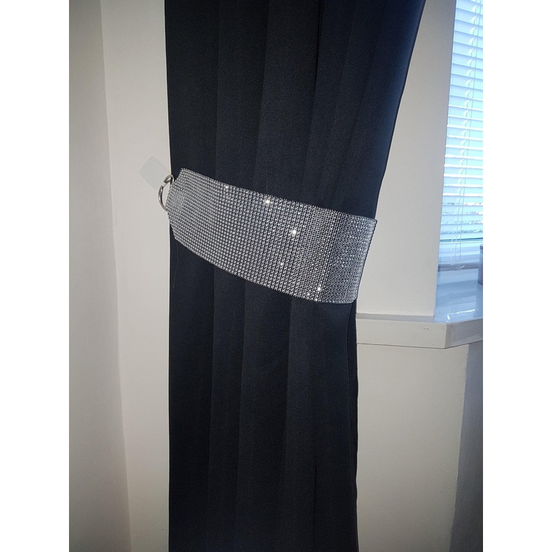 Curtain tie backs, Pair Of clear glass Rhinestone Crystal, extra wide 12cm, hold Backs for Curtains & Voiles by Crystal wedding uk