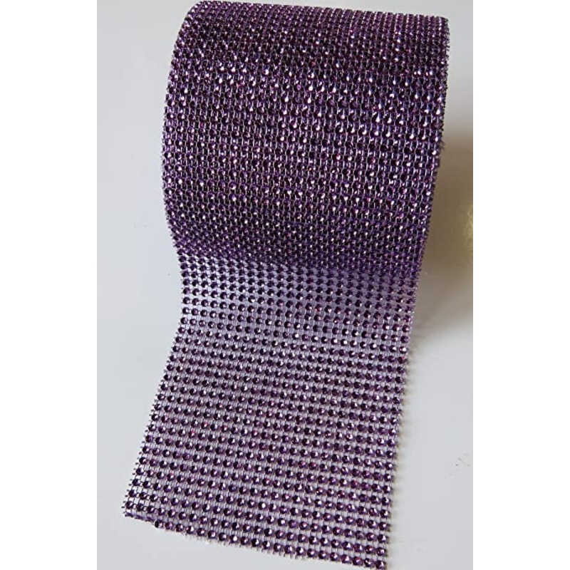 DARK PURPLE Rhinestone ribbon, Diamond Mesh, Diamante Bling, Crystal trim 1 METER cake trim. by Crystal wedding uk