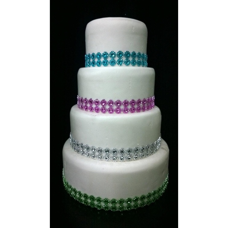 Diamante & flower design Cake Trim 1 metre by Crystal wedding uk