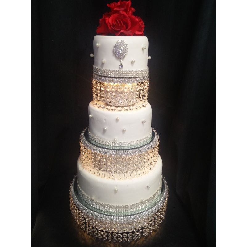 Faux crystal tiered stacked cake stands cake dividers + LED lights by Crystal wedding uk