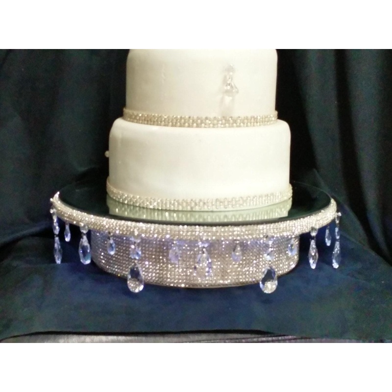 Faux crystal Wedding cake stand Teardrop design+ LED lights – round or square all sizes by Crystal wedding uk