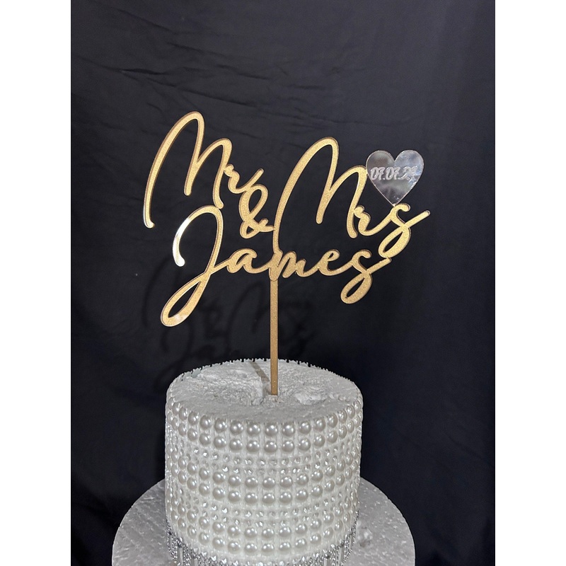 Gold Cake topper,Personalized cake topper,Rustic cake topper,monogram Custom Mr & Mrs cake topper, Wedding Cake topper by Crystal Wedding UK