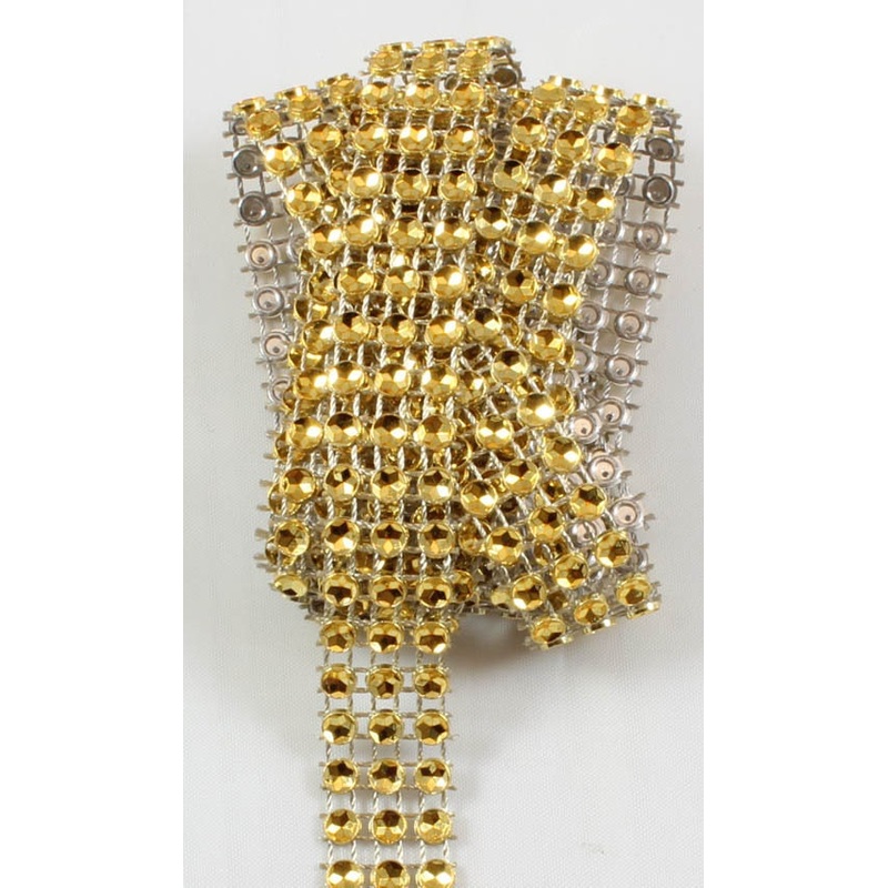Gold Rhinestone ribbon, Diamond Mesh, Diamante Bling, Crystal trim 1 METER cake trim. by Crystal wedding uk