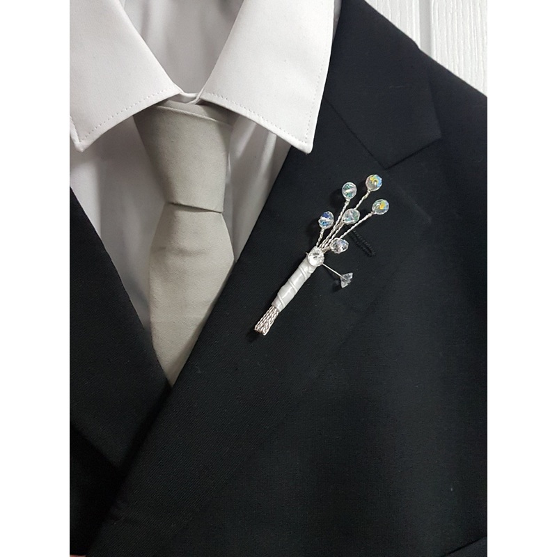 Groom Boutonniere, crystal wire buttonhole  Wedding Buttonhole Pin.  Wedding Boutonnire by Crystal wedding uk