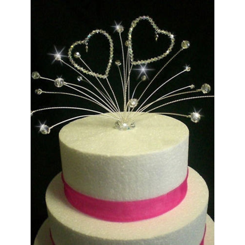 Heart spray Cake topper AB Glass crystal beads by Crystal wedding uk