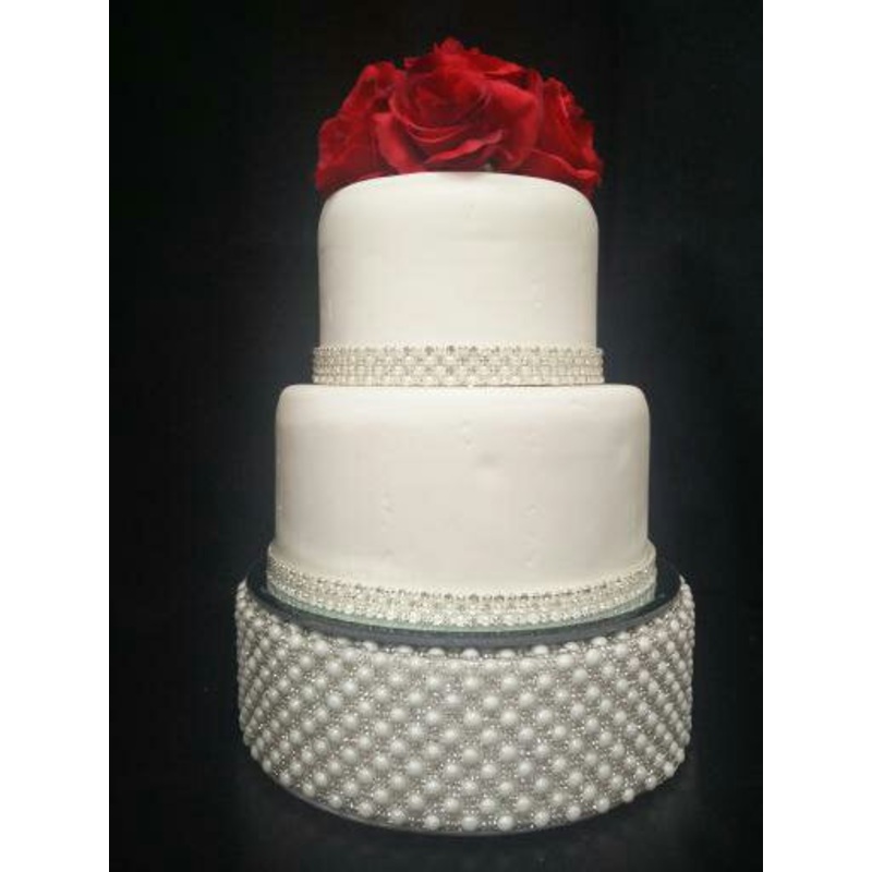 Large Pearl & real rhinestone design cake stand- round or square all sizes