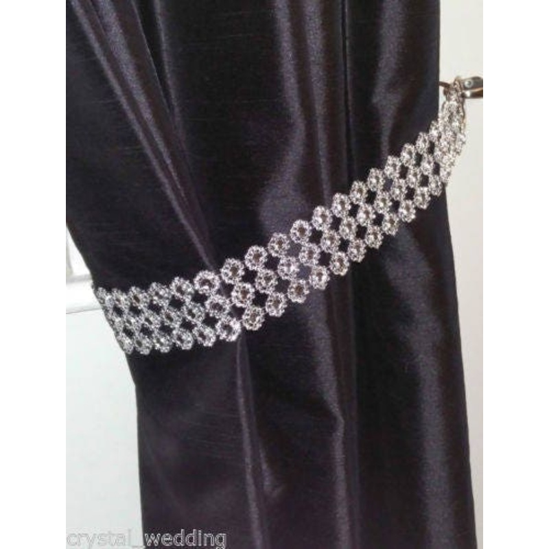 Pair (x2) Of Diamante flower Effect Crystal tie backs / hold Backs for Curtains & Voiles by Crystal wedding uk