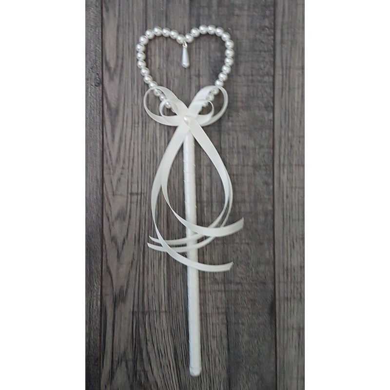 Pearl heart flower girl wand by Crystal wedding uk