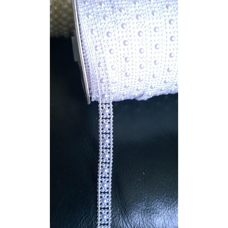 Pearl square ribbon banding BUY 1 GET 1 FREE – 1 metre cake ribbon . invitations, fabric trim for crafts by Crystal wedding uk