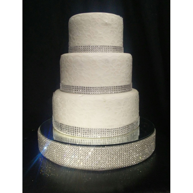 Rhinestone Diamante cake stand – Contains REAL crystal stones! board top by Crystal wedding uk