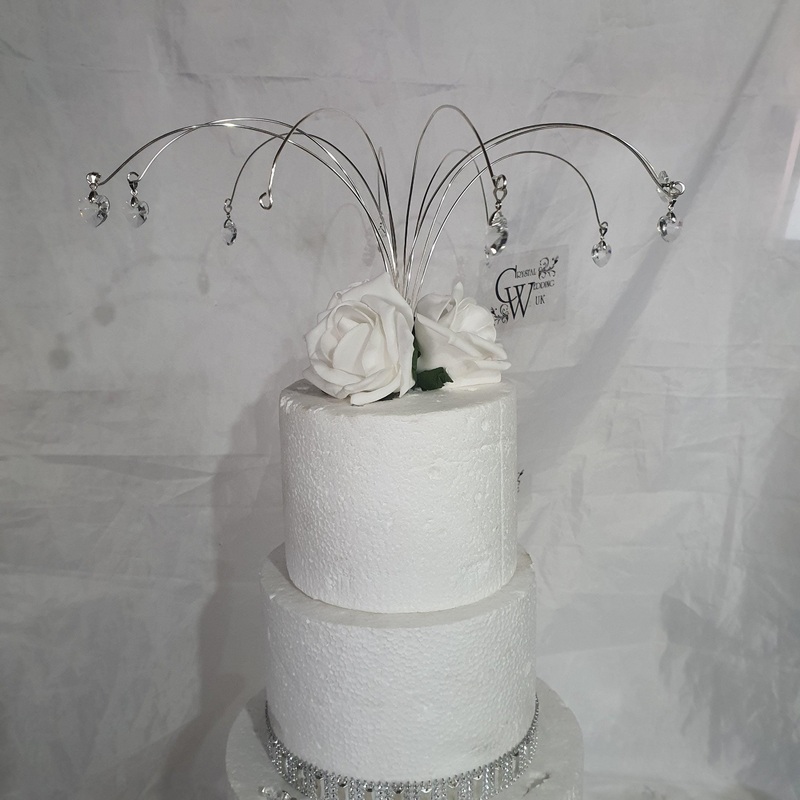 Rose cake topper, Crystal heart fountain by Crystal wedding uk