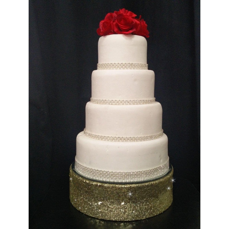 Sequin wedding cake stand round or square by Crystal wedding uk