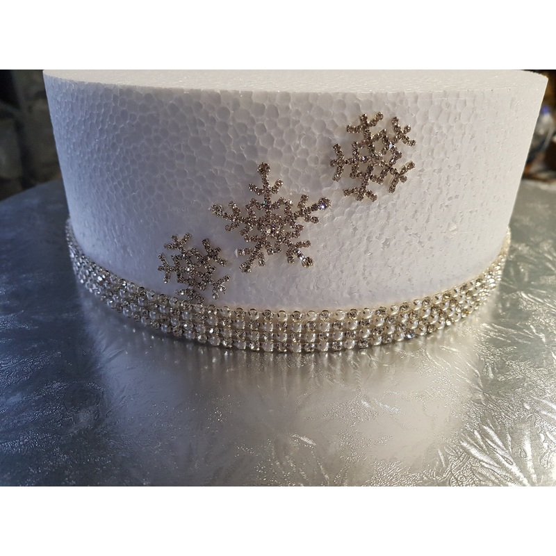 Snowflake diamante  Cake  topper decorations for a Winter wedding cake by Crystal wedding uk