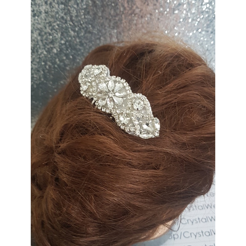 Vintage Glam hair comb, Art Deco, Crystal rhinestone  hairpiece,  Great Gatsby.