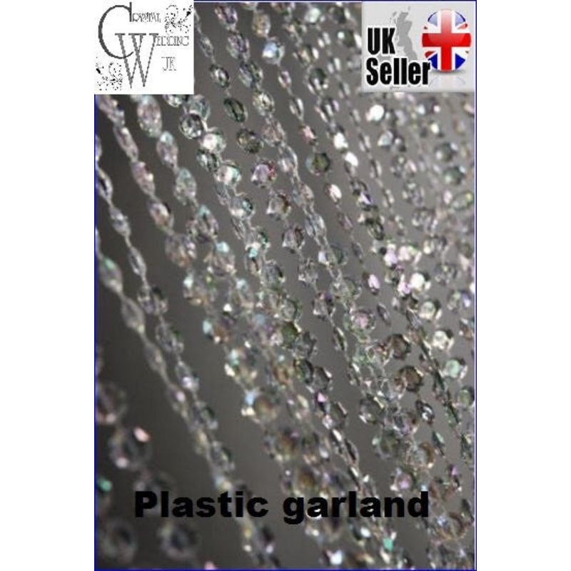Wedding ACRYLIC string Crystal bead Garland Centerpiece Decoration Reception Decor 5 meters by Crystal wedding uk