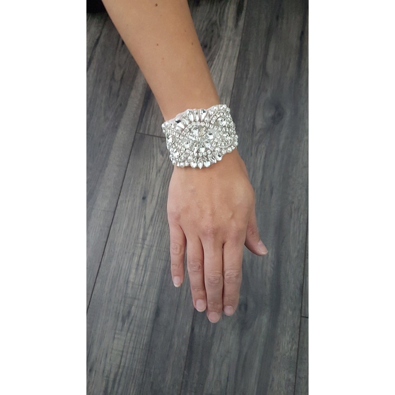 Wedding Bracelet Jewellery Crystal Vintage Wedding Bride Cuff Bracelet Art Deco Great Gatsby Vintage Glam , art deco by Crystal wedding uk