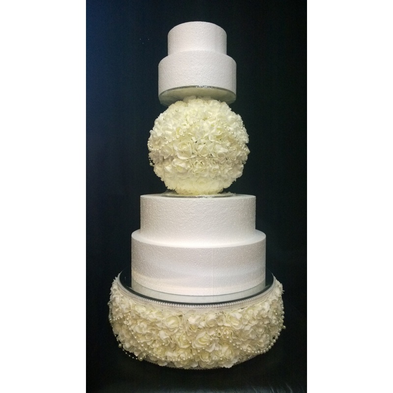 Wedding cake stand display,Pearl rose ball separator and cake stand set of 2