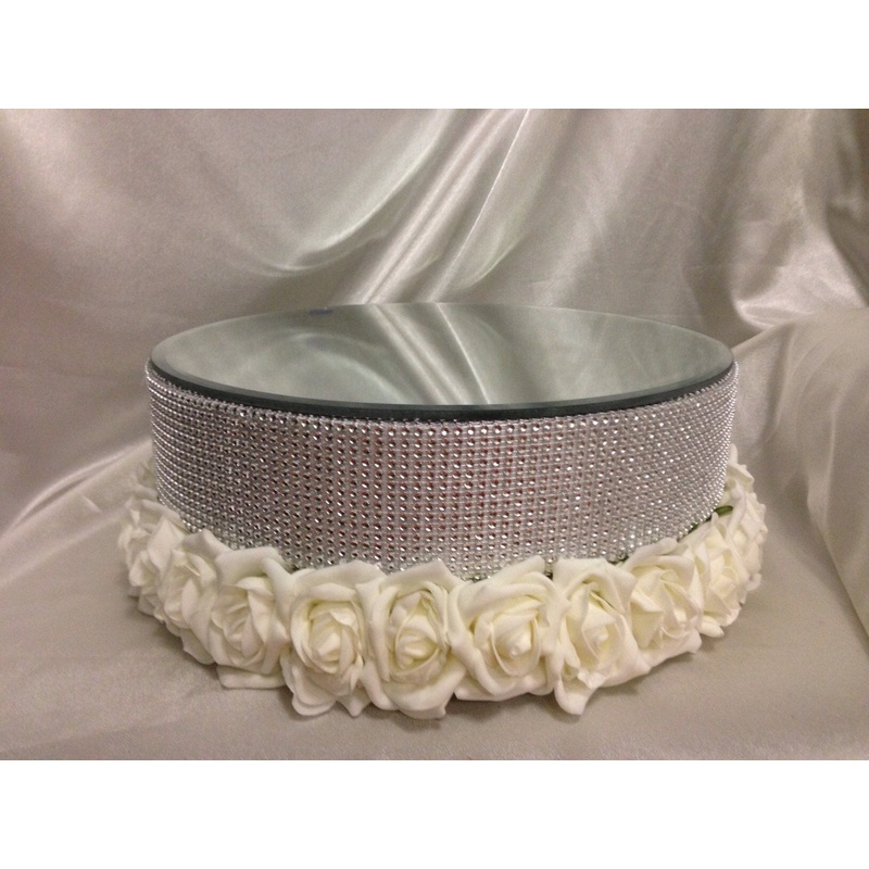 Wedding cake stand, Rose & rhinestone design cake, Premium glass crystal rhinestones.