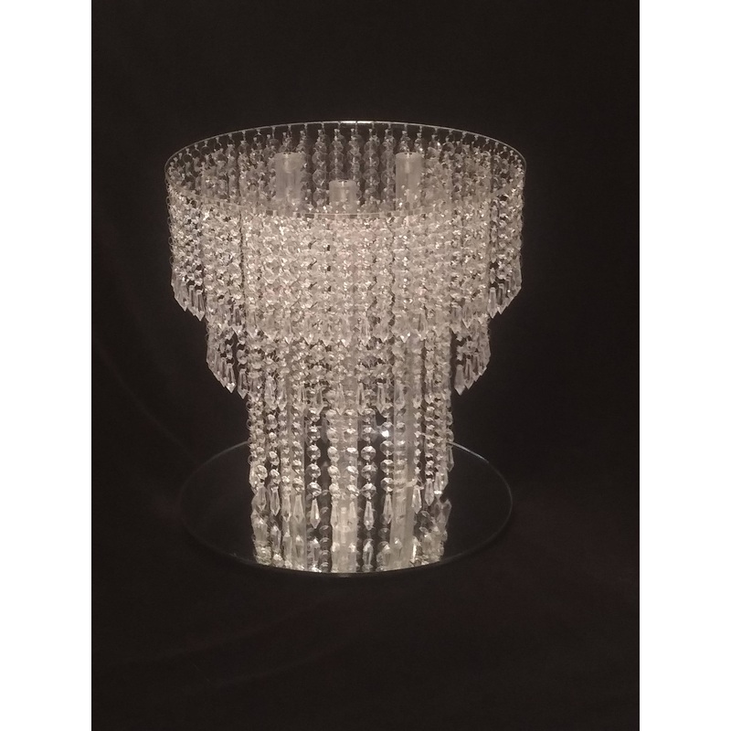 Wedding cake stand, Tiered style, real  crystal chandelier cake stand+ LED