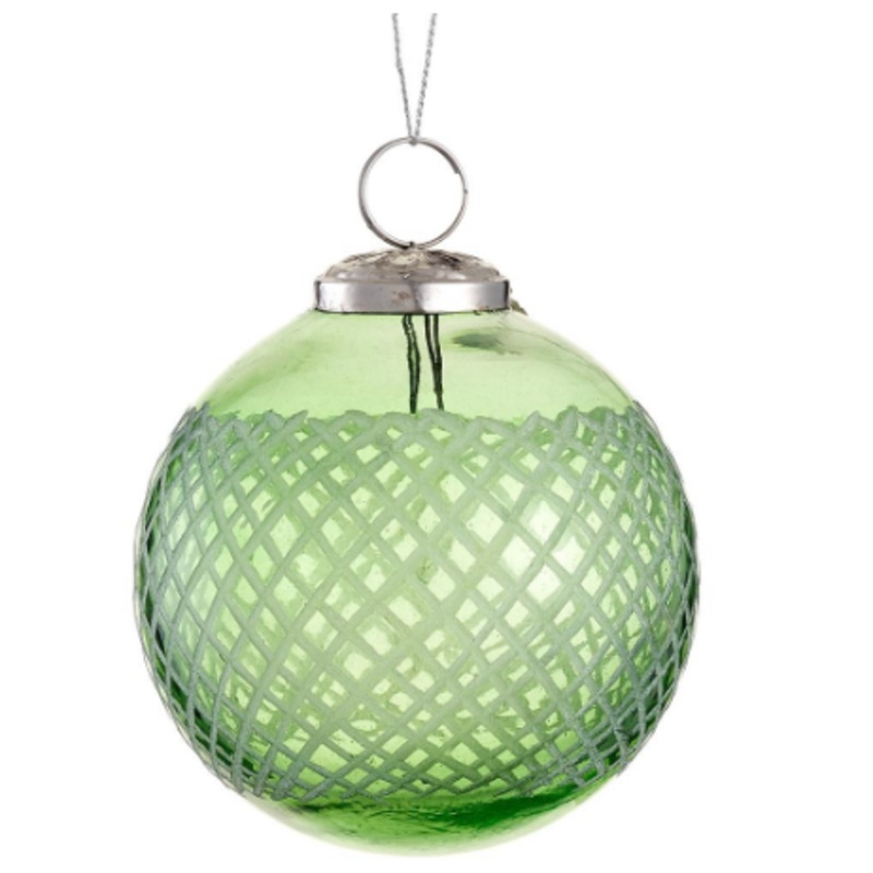 XGM082-GR/FS (00288) – Glass Ball Ornament Green Frosted 4