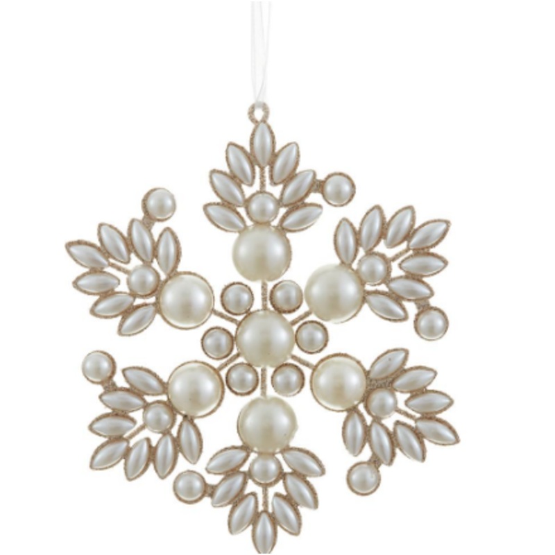 XM3507-GO/P (00299) – Glittered Pearl Snowflake Ornament 5.5