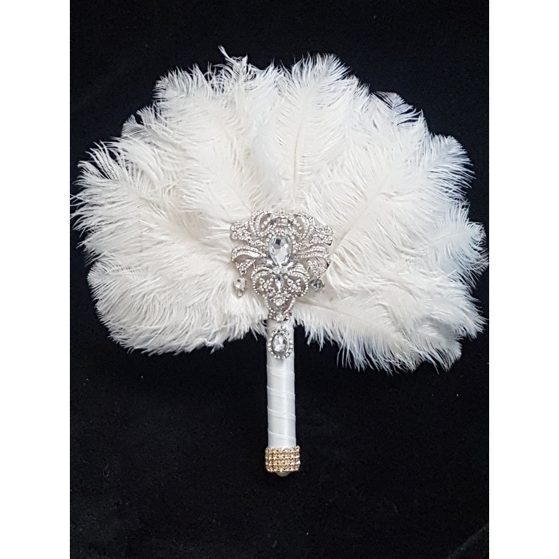 Brides Feather Fan bouquet , alternative  Bouquet,  Great Gatsby wedding style.