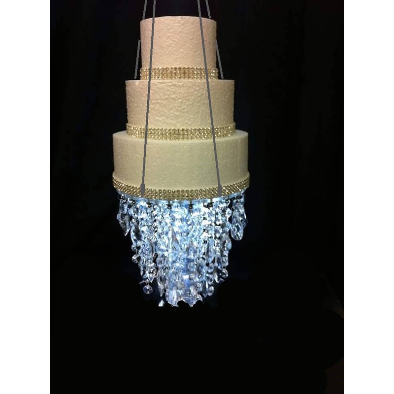 Cake Chandelier  Faux Crystal cake swing, remote lighting- 16 inches last one