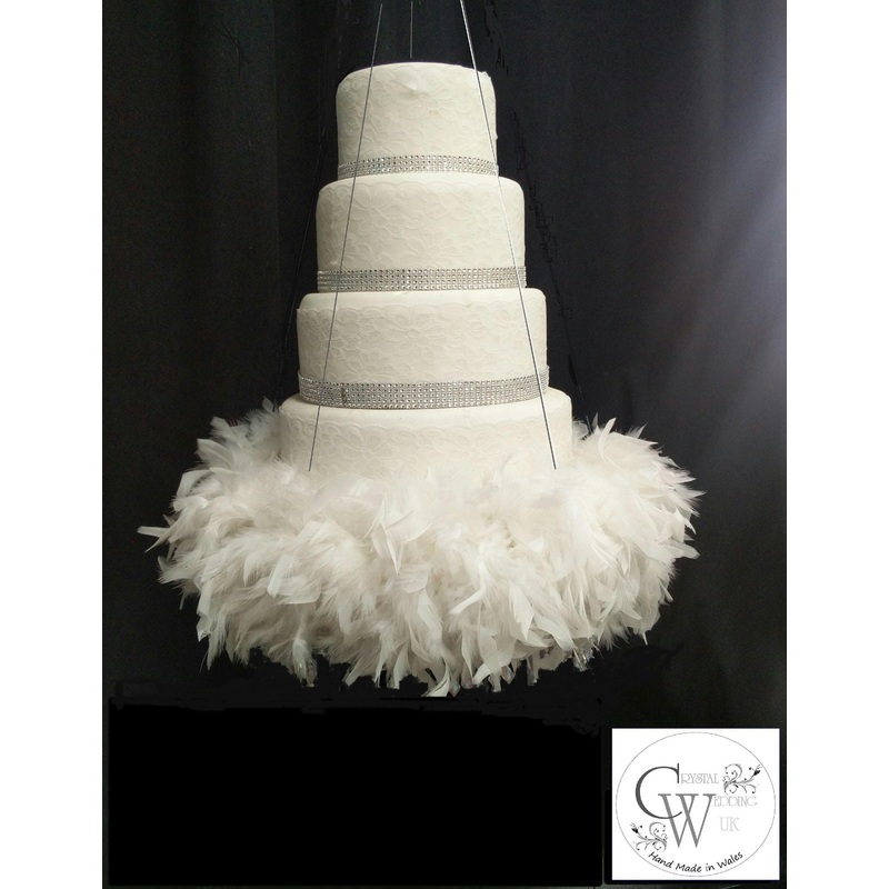 Cake plate, Suspended Swing cake platform , Feather cake hanging platform by Crystal wedding uk