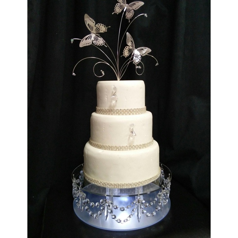 Cake stand Chandelier drape design base with lights – for WEDDING CAKE many sizes by Crystal wedding uk