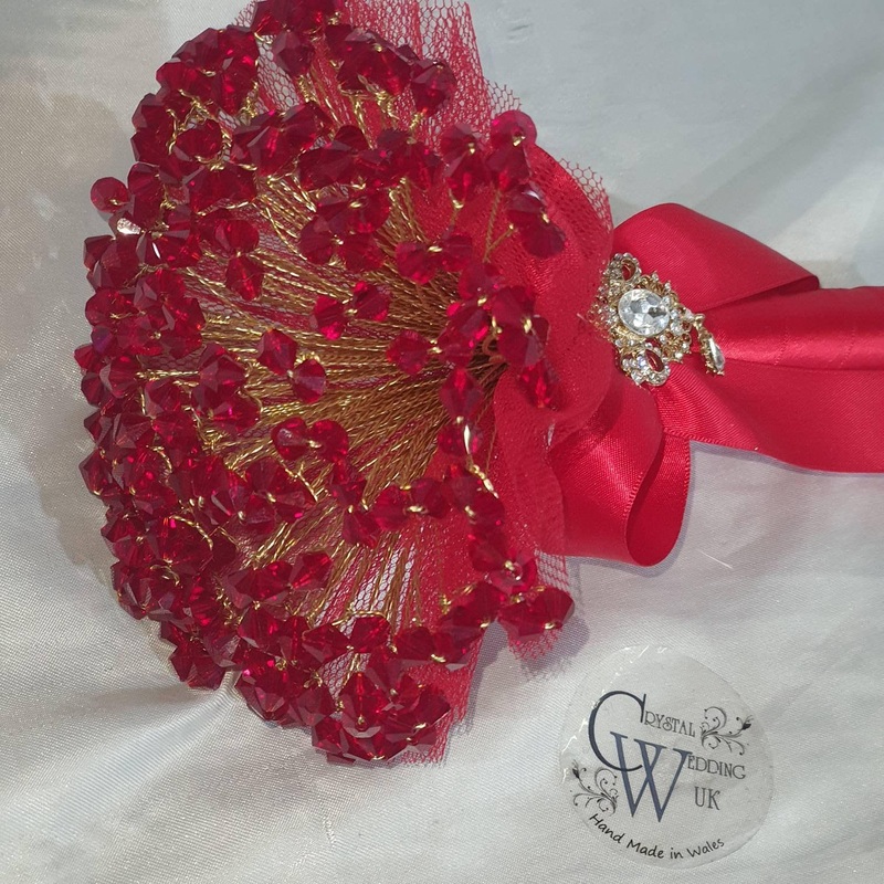 Crystal bouquet,ANY colour Brides or bridesmaid wired crystal bead bouquet , Custom colours made to order by Crystal wedding uk