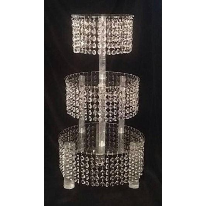 Crystal cake stand, 3 tier wedding cake stand, Faux crystal beads round or square shape by Crystal wedding uk