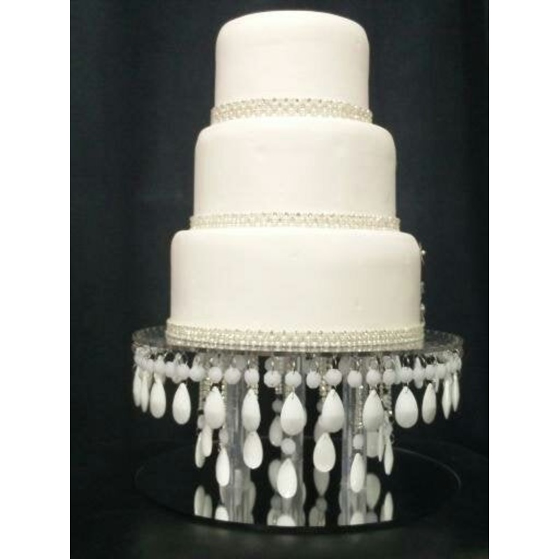 Crystal cake stand,  RARE white cake stand, Glass crystal droplet for wedding cakes