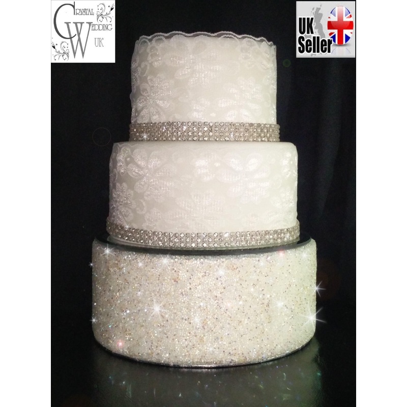 Crystal Diamante ENCRUSTED resin crystal wedding cake stand – round or square by Crystal wedding uk