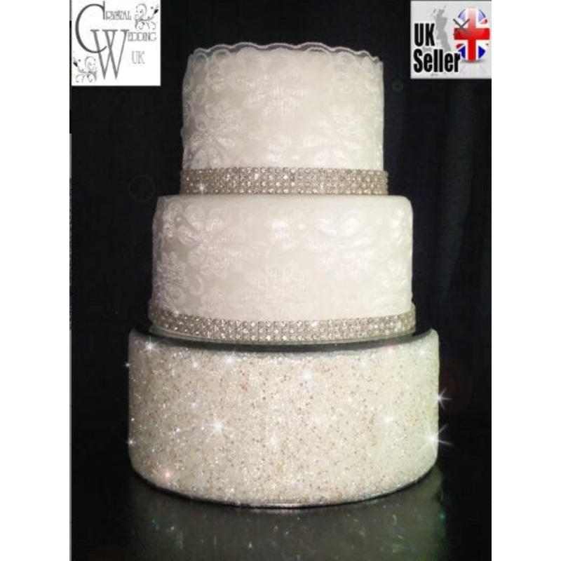 Crystal Diamante ENCRUSTED wedding cake stand – round or square by Crystal wedding uk