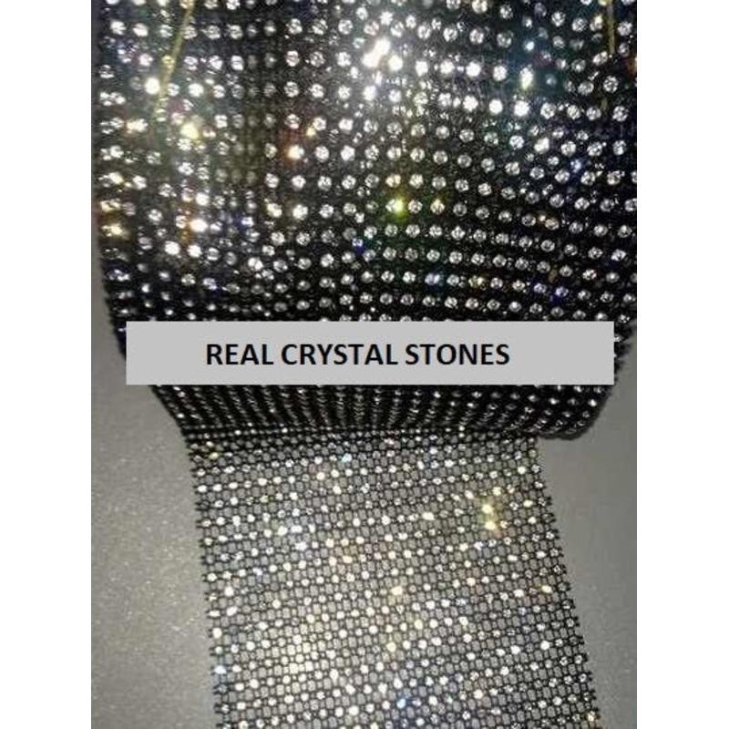 Crystal Diamante rhinestone ribbon flexible trim for cakes CLEAR/BLACK BASE 1yrd by Crystal wedding uk