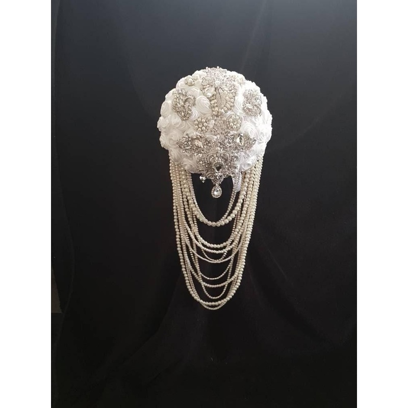 Crystal  pearl brooch bouquet  Brides pearl & rhinestone drape flowes r by Crystal wedding uk
