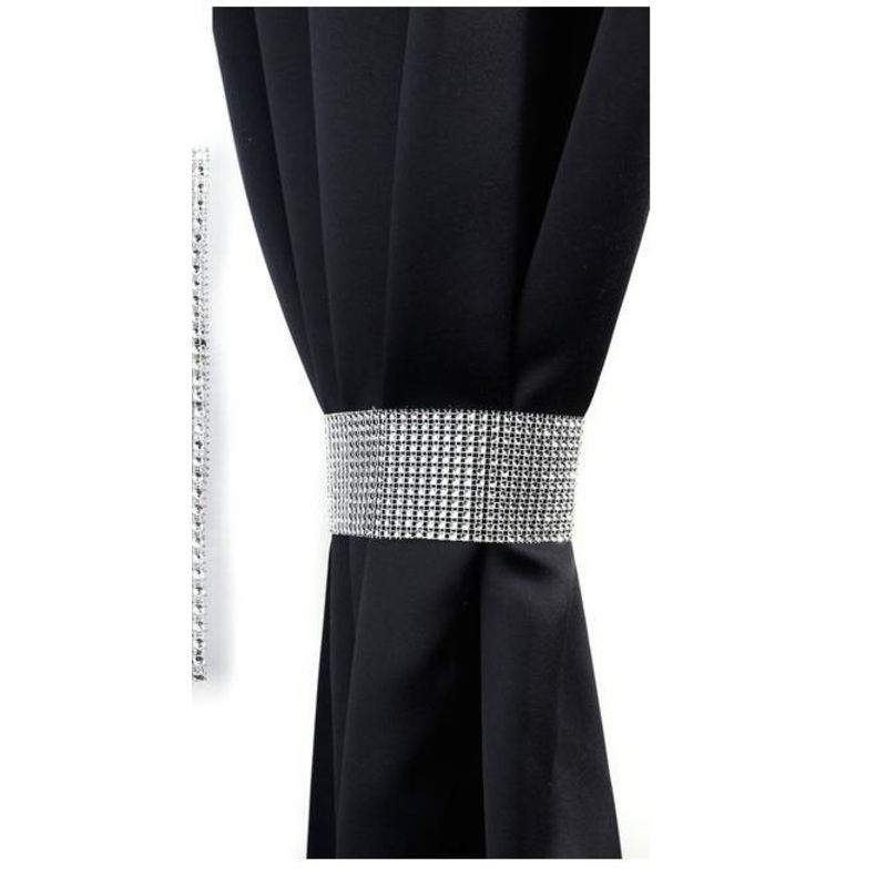 Curtain tie backs, Pair (x2) Of Diamante Effect Crystal, MAGNETIC hold Backs for Curtains   NO STONES