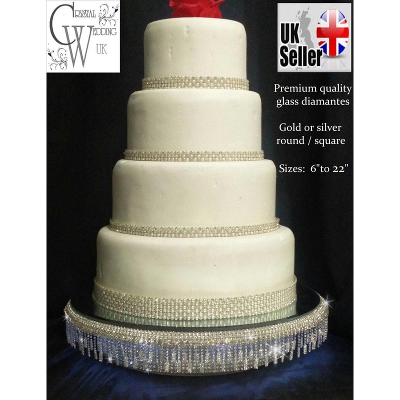 Diamante cake stand, LED rhinestone tassel design by Crystal wedding uk