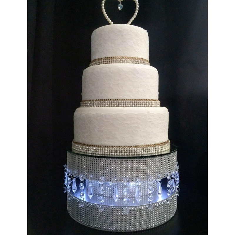 Diamante or Pearl crystal linked Podium style cake stand by Crystal wedding uk
