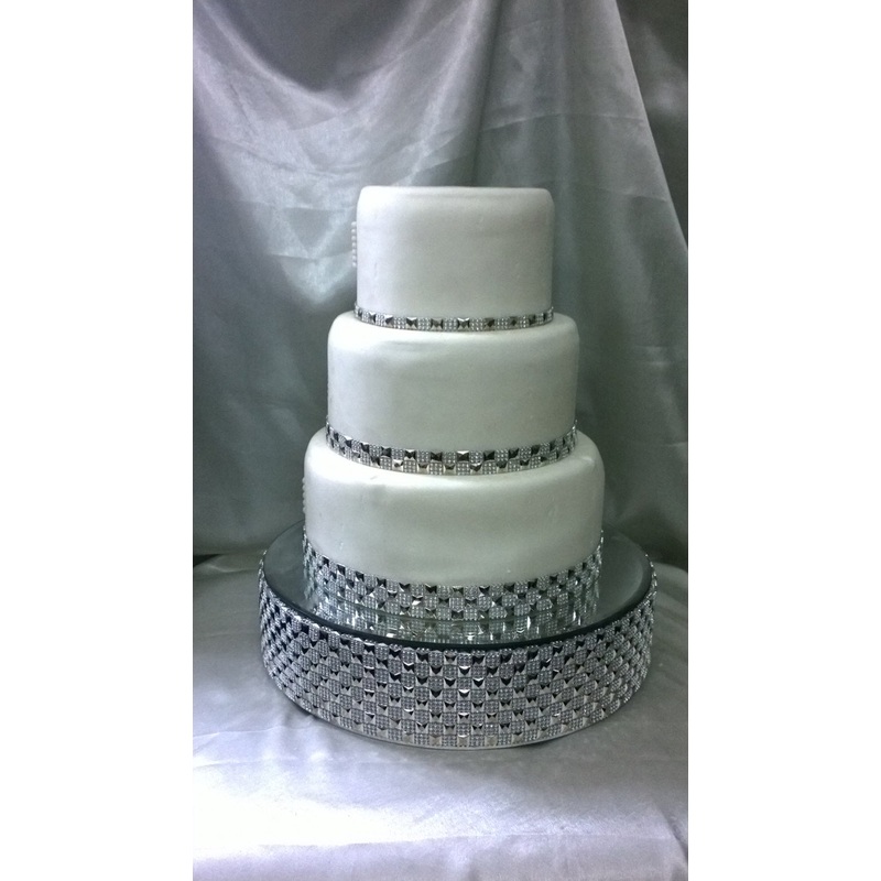 Diamante stud Crystal effect cake stand + 3m free Diamante Trim round or square all sizes